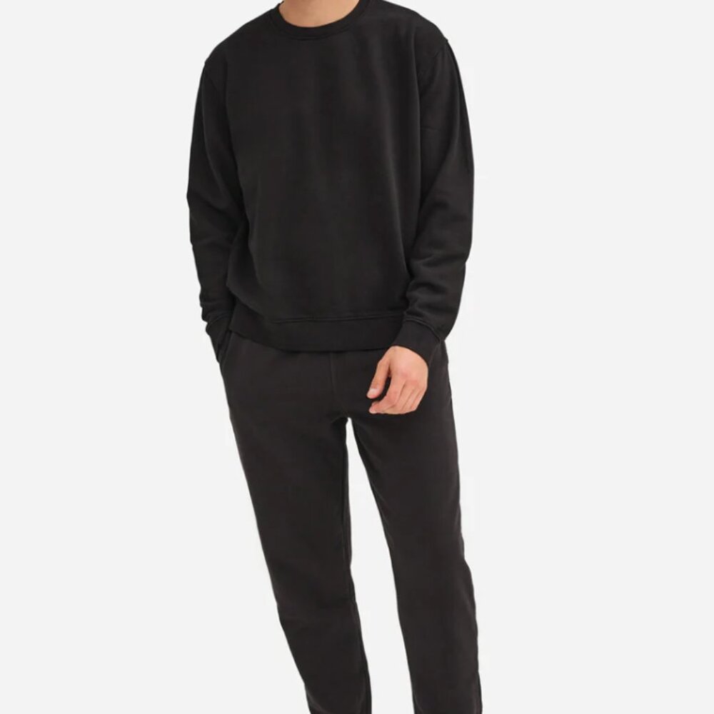 Mate The Label Mens Organic Fleece Crewneck Sweatshirt Black Size Large NWT